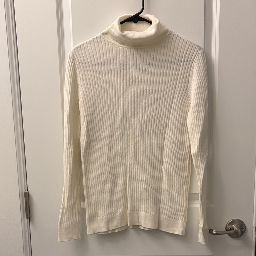 Talbots Ivory Ribbed Turtleneck Sweater